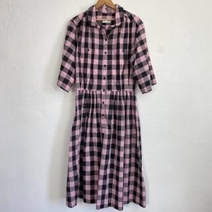 Shirtmaker Donloggin Plaid Shirt Dress Women Size Medium? Vintage Pink Black